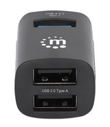 Manhattan USB-C 3-Port Hub, ULTRA COMPACT, 3x USB-A Ports (1x 5 Gbps USB 3.2 Gen1 aka USB 3.0, 3 x 480 Mbps USB 2.0), External Power Supply Not Needed, Universal for all devices, SuperSpeed USB, Black, Three Year Warranty