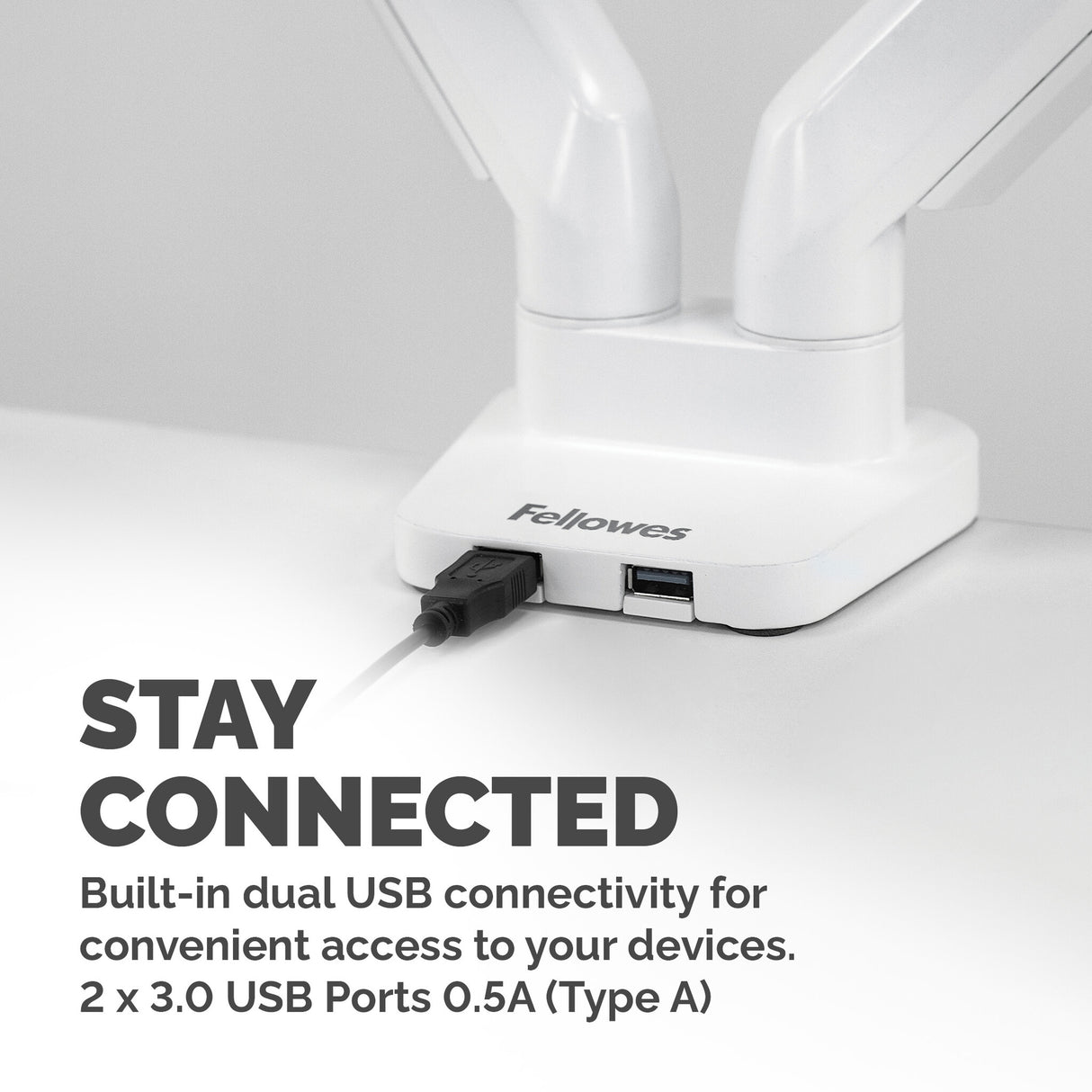 Fellowes Platinum Series Dual Monitor Arm - Monitor Mount for Two 8KG 40 Inch Screens - Adjustable Dual Monitor Desk Mount - Tilt 45° Pan 180° Swivel 360° Rotation 360°, VESA 75 x 75/100 x 100 - White