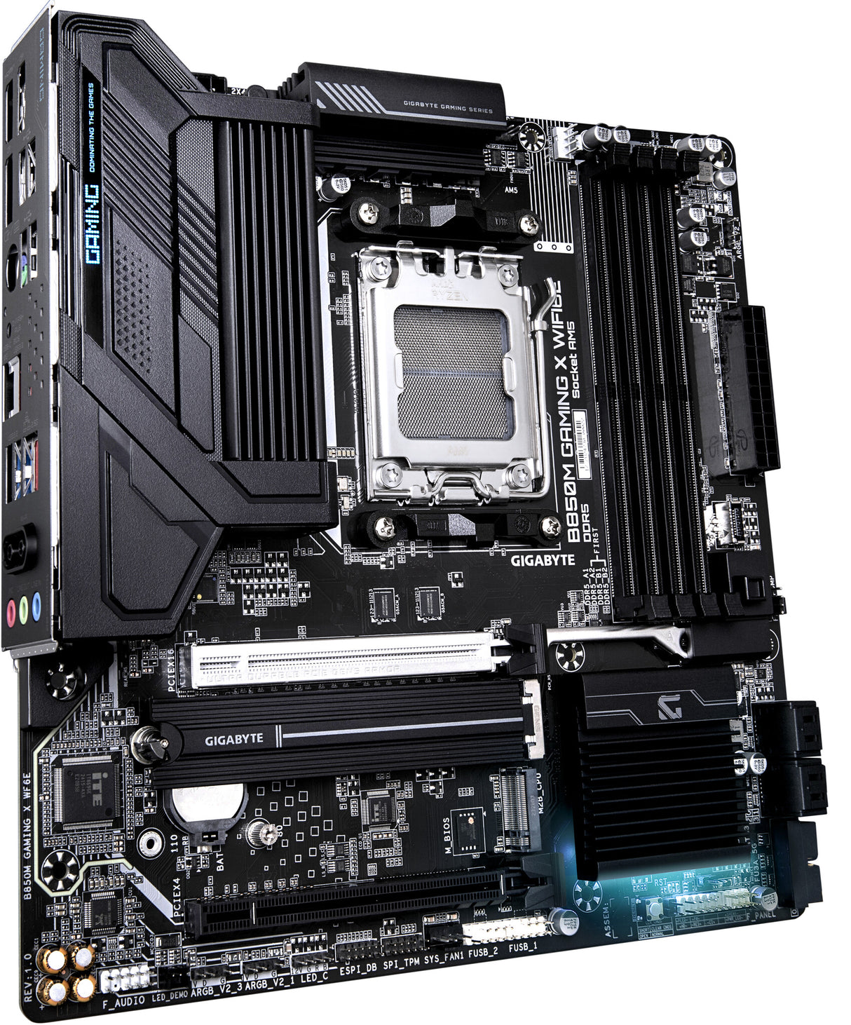 GIGABYTE B850M GAMING X WIFI6E Motherboard - AMD Ryzen 9000 Series CPUs, 10+2+2 Phases Digital VRM, up to 8200MHz DDR5 (OC), 1xPCIe 5.0 + 1xPCIe 4.0 M.2, 2.5LAN, WIFI 6E, USB 3.2 Gen 2