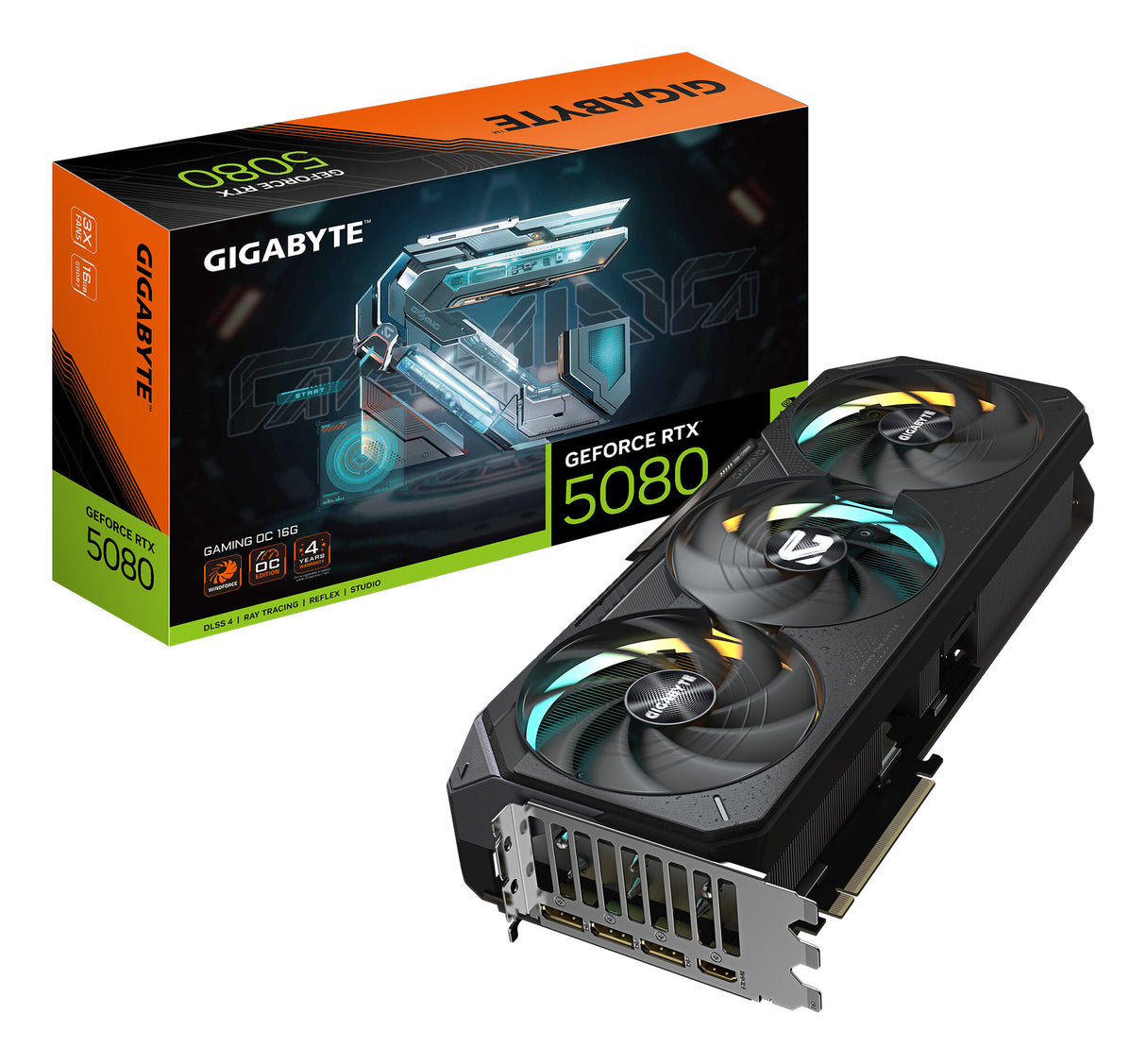 GIGABYTE GeForce RTX 5080 GAMING OC 16G Graphics Card - 16GB GDDR7, 256bit, PCI-E 5.0, 2730MHz Core Clock, 3 x DisplayPort, 1 x HDMI, GV-N5080GAMING OC-16GD