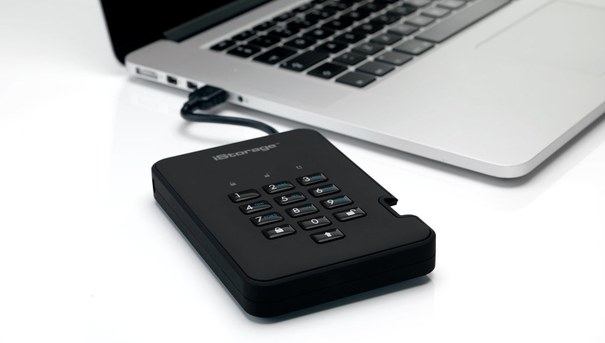 iStorage diskAshur2 256-bit 2TB USB 3.2 secure encrypted hard drive - Black IS-DA2-256-2000-B