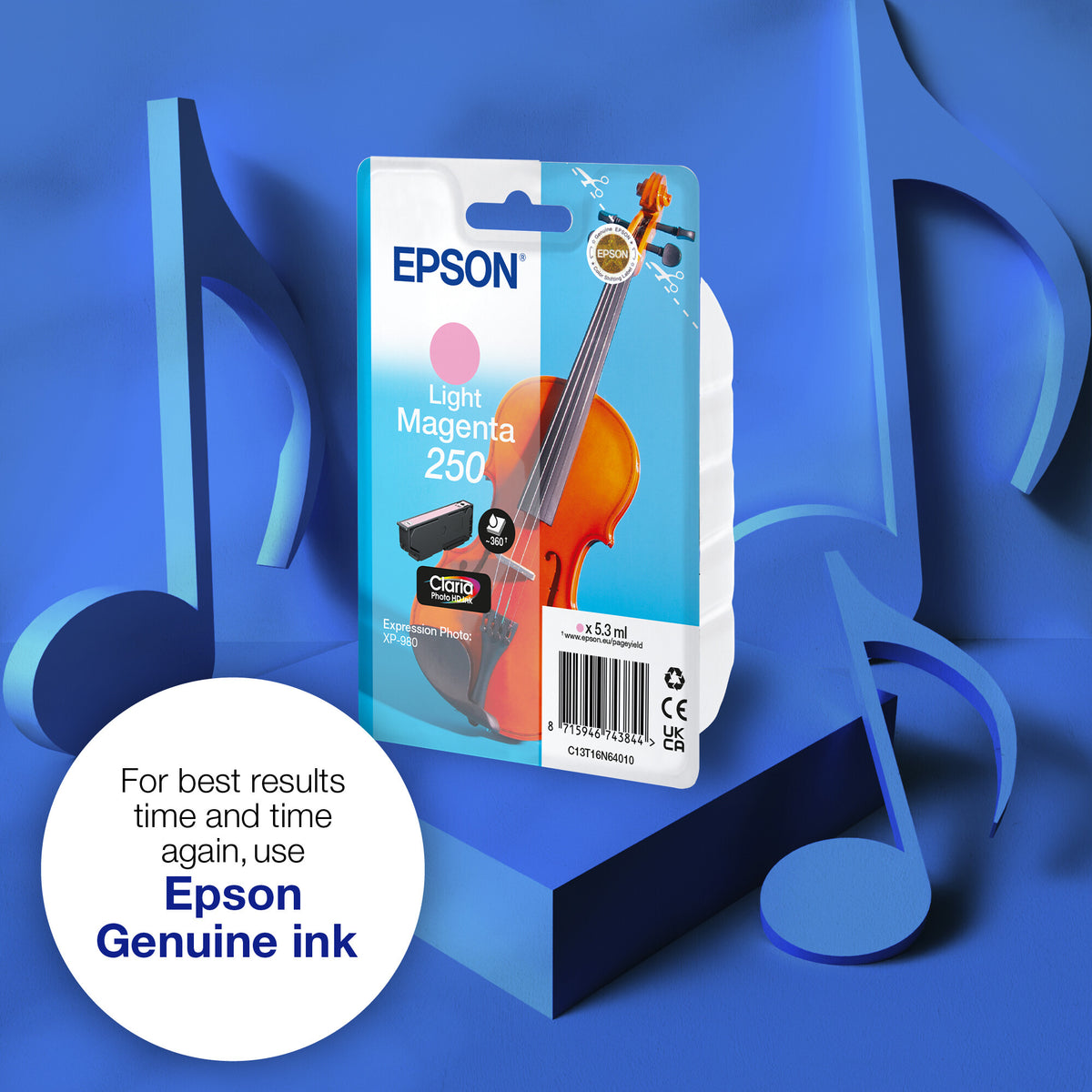 Epson Singlepack Light Magenta 250 Violin Claria Photo HD Ink
