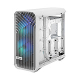 Fractal Design Torrent (White RGB TG) Estuche para juegos con ventana de vidrio transparente, E-ATX, 5 ventiladores ARGB, concentrador de ventilador, tira RGB en cubierta de fuente de alimentación, rejilla frontal, USB-C
