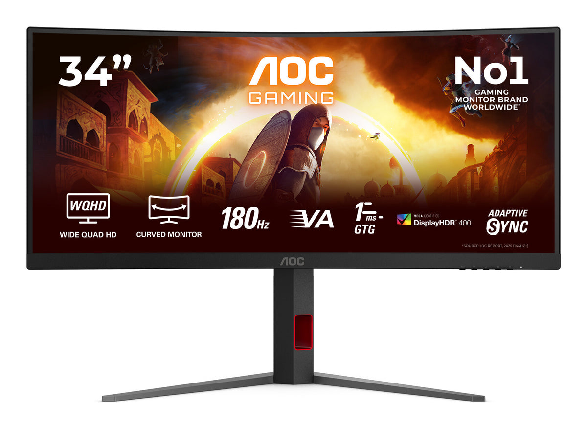 AOC G4 CU34G4CA computer monitor 86.4 cm (34") 3440 x 1440 pixels Wide Quad HD Black, Red