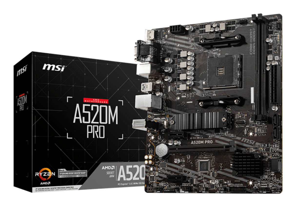 MSI A520M PRO motherboard AMD A520 Socket AM4 micro ATX