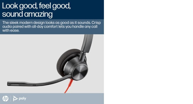 POLY Blackwire 3320 Stereo Microsoft Teams Certified USB-C Headset +USB-C/A Adapter