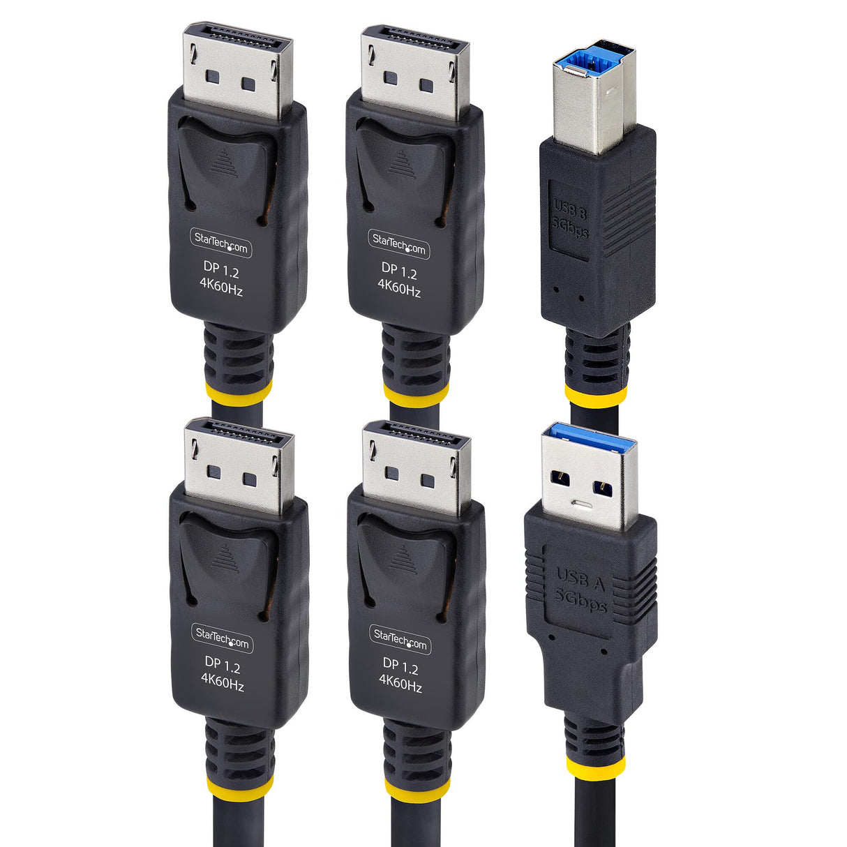 StarTech.com 6ft (1.8m) Dual-DisplayPort and USB 5Gbps KVM Cable, 4K 60Hz, Universally Compatible DP 1.2/USB 3.0 Combo Cable for Dual-Monitor KVM Switches