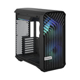 Fractal Design Torrent Compact (Light TG RGB) Caja para juegos con ventanas de vidrio tintado claro, E-ATX, 2 ventiladores RGB, concentrador de ventilador, tira RGB en cubierta de fuente de alimentación, rejilla frontal, USB-C