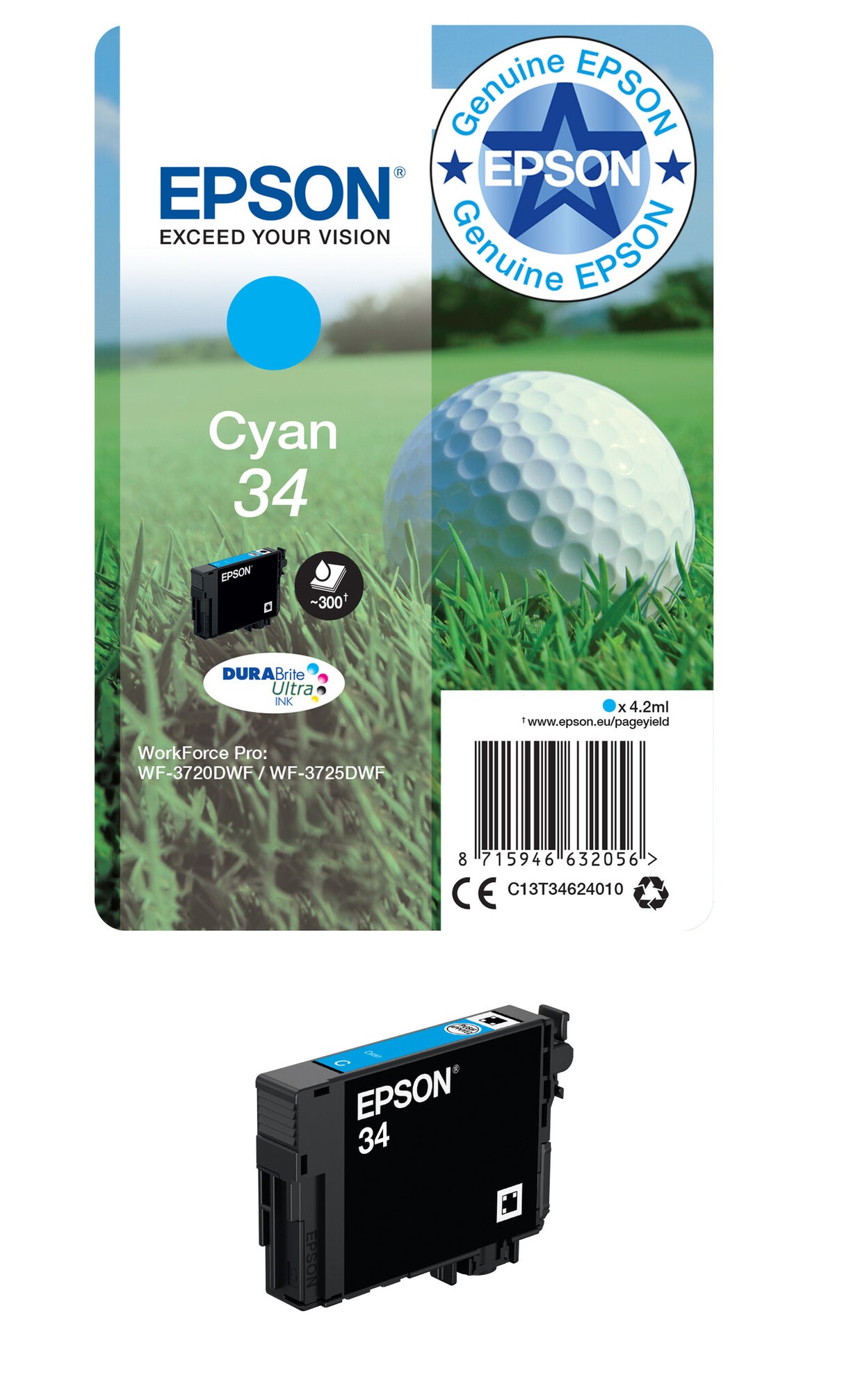 Epson Golf ball 34 DURABrite Ultra Single Cyan Ink