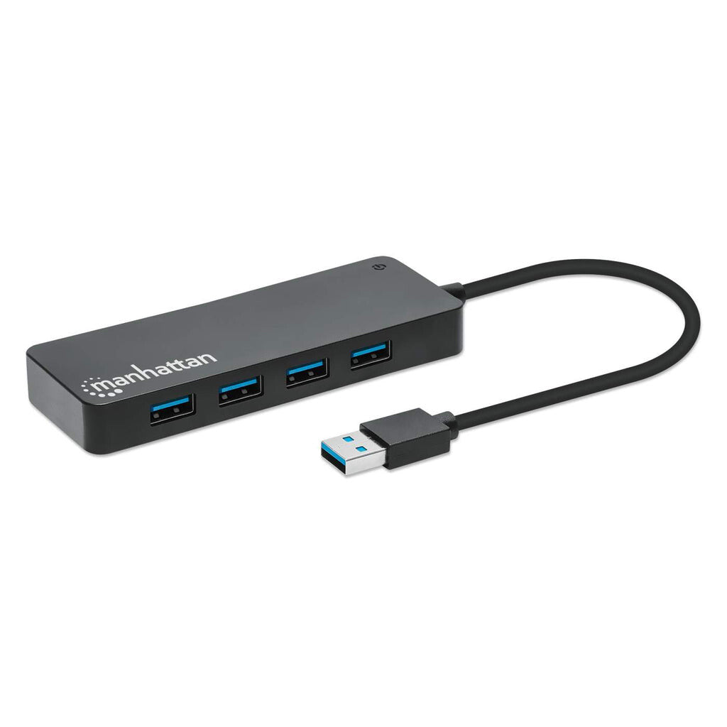Manhattan USB-A Dock/Hub, Ports (x7): USB-A (x7), 5 Gbps (USB 3.2 Gen1 aka USB 3.0), External Power Supply Not Needed, Cable 15cm, SuperSpeed USB, Black, Three Year Warranty