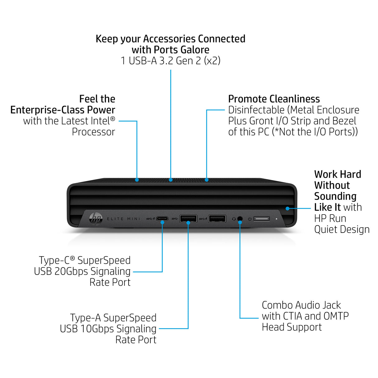 HP Elite 800 G9 Intel® Core™ i7 i7-13700T 16 GB DDR5-SDRAM 512 GB SSD Windows 11 Pro Mini PC Black