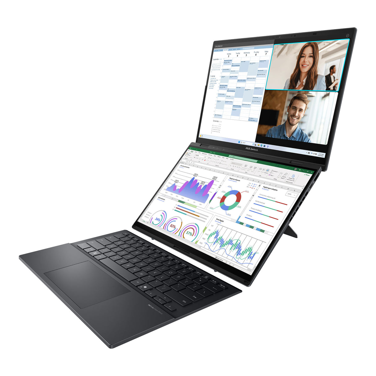 ASUS Zenbook Duo UX8406CA-QL135W Intel Core Ultra 7 255H Hybrid (2-in-1) 35.6 cm (14") Touchscreen WUXGA 16 GB LPDDR5x-SDRAM 1 TB SSD Wi-Fi 7 (802.11be) Windows 11 Home Grey