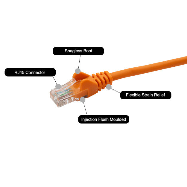 connektgear 3m RJ45 CAT6 UTP Stranded Flush Moulded LS0H Network Cable - 24AWG - Orange