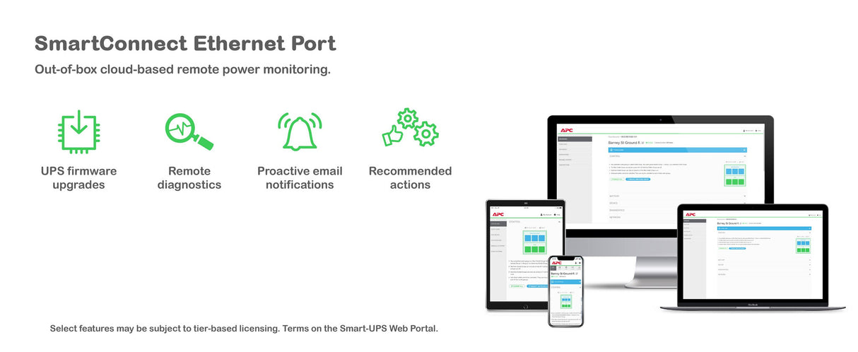 APC Smart-UPS, Line Interactive, 1000VA, Rackmount 2U, 230V, 4x IEC C13 outlets, SmartConnect Port+SmartSlot, AVR, LCD