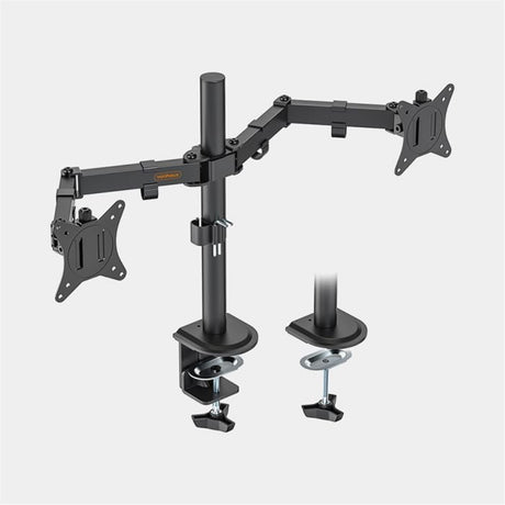 VonHaus Dual Monitor Stand for 13-32 Inch Screens, Twin Monitor Mount with Desk Clamp, Height Adjustable, Easy Assemble Stand with Full Tilt, Rotation & Swivel Arms, VESA 75x75 & 100x100mm