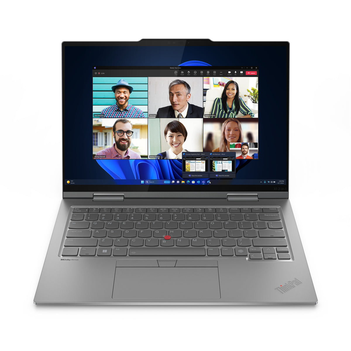Lenovo ThinkPad X1 2-in-1 Gen 9 Intel Core Ultra 5 135U Hybrid (2-in-1) 35.6 cm (14") Touchscreen WUXGA 32 GB LPDDR5x-SDRAM 512 GB SSD Wi-Fi 6E (802.11ax) Windows 11 Pro Grey UK English