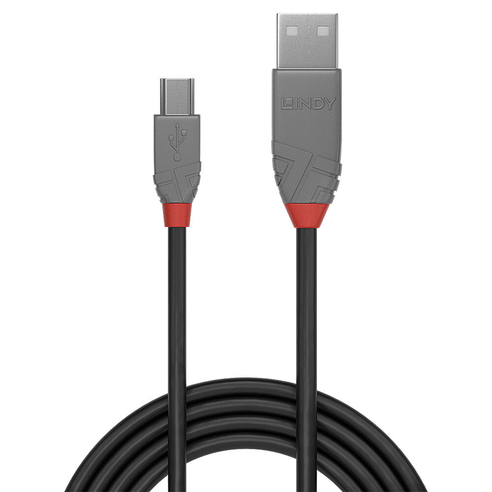 Lindy 0.2m USB 2.0 Type A to Mini-B Cable, Anthra Line