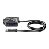 Manhattan USB-C & USB-A Combo Dock/Hub, Ports (4): USB-A (x2) and USB-C (x2), 5 Gbps (USB 3.2 Gen1 aka USB 3.0), Angled Shape for Easy Port Access, External Power Supply Not Needed, Universal for all devices, SuperSpeed USB, Black, Three Year Warranty