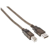 Manhattan USB-A to USB-B Cable, 11m, Male to Male, Active, 480 Mbps (USB 2.0), Built In Repeater, Hi-Speed USB, Translucent Silver, Three Year Warranty