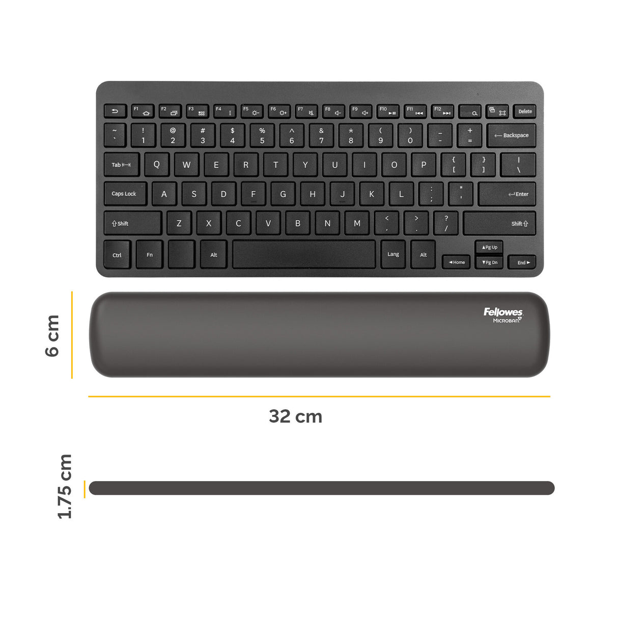 Fellowes Keyboard Wrist Rest Breyta Compact Keyboard Wrist Support with Antibacterial Protection Ergonomic Wrist Support Black