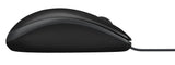 Souris USB filaire Logitech B100, 3 boutons, 1000 dpi et suivi optique, conception ambidextre pour PC, Mac et ordinateur portable, noire