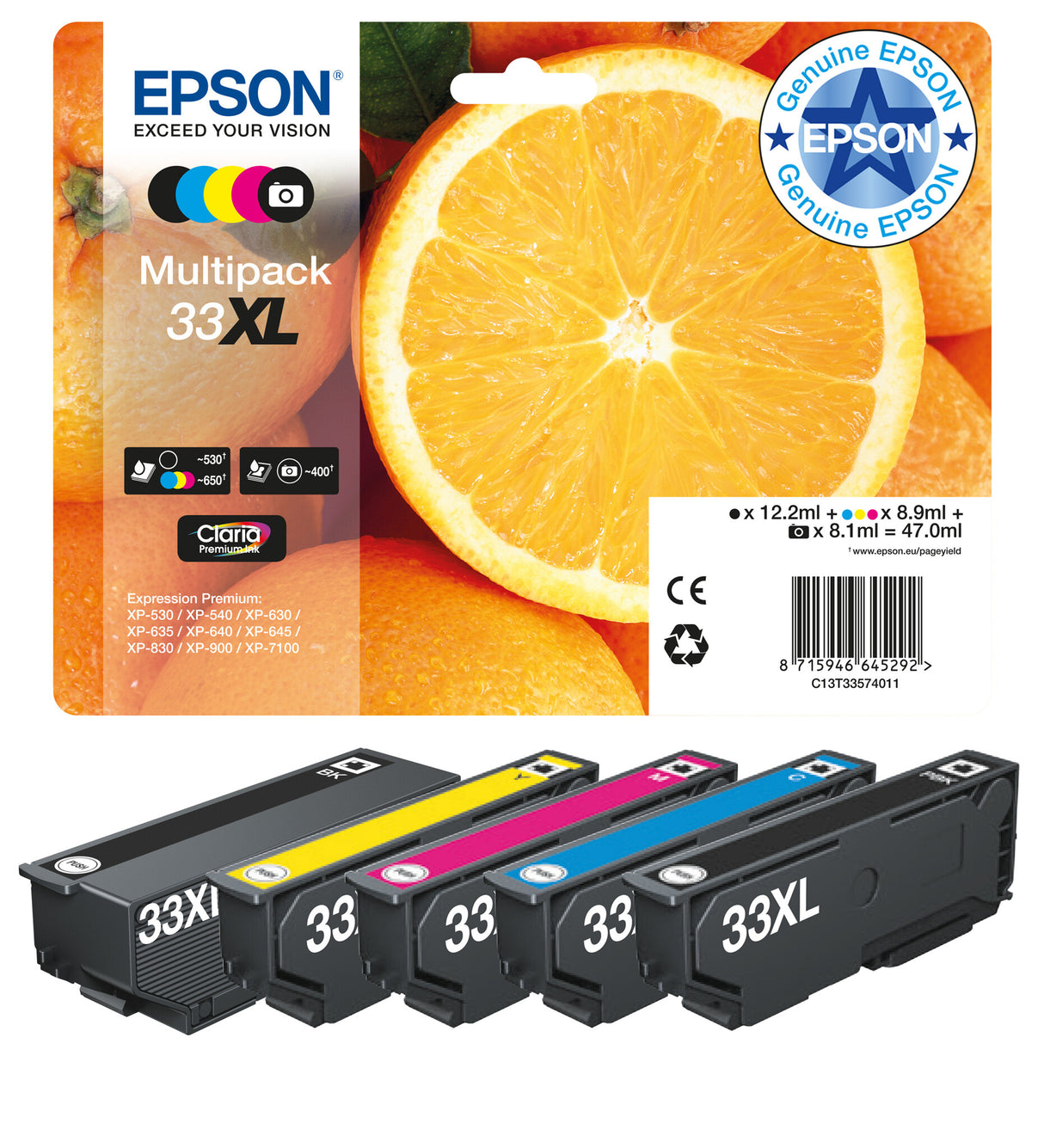 Epson Oranges 33XL Claria Premium Multipack 5-colours Ink
