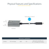StarTech.com USB C to DisplayPort Adapter - 8K/4K 60Hz USB-C to DisplayPort 1.4 Adapter Dongle - USB Type-C to DP Monitor Video Converter - Works w/Thunderbolt 3 - w/12" Long Attached Cable