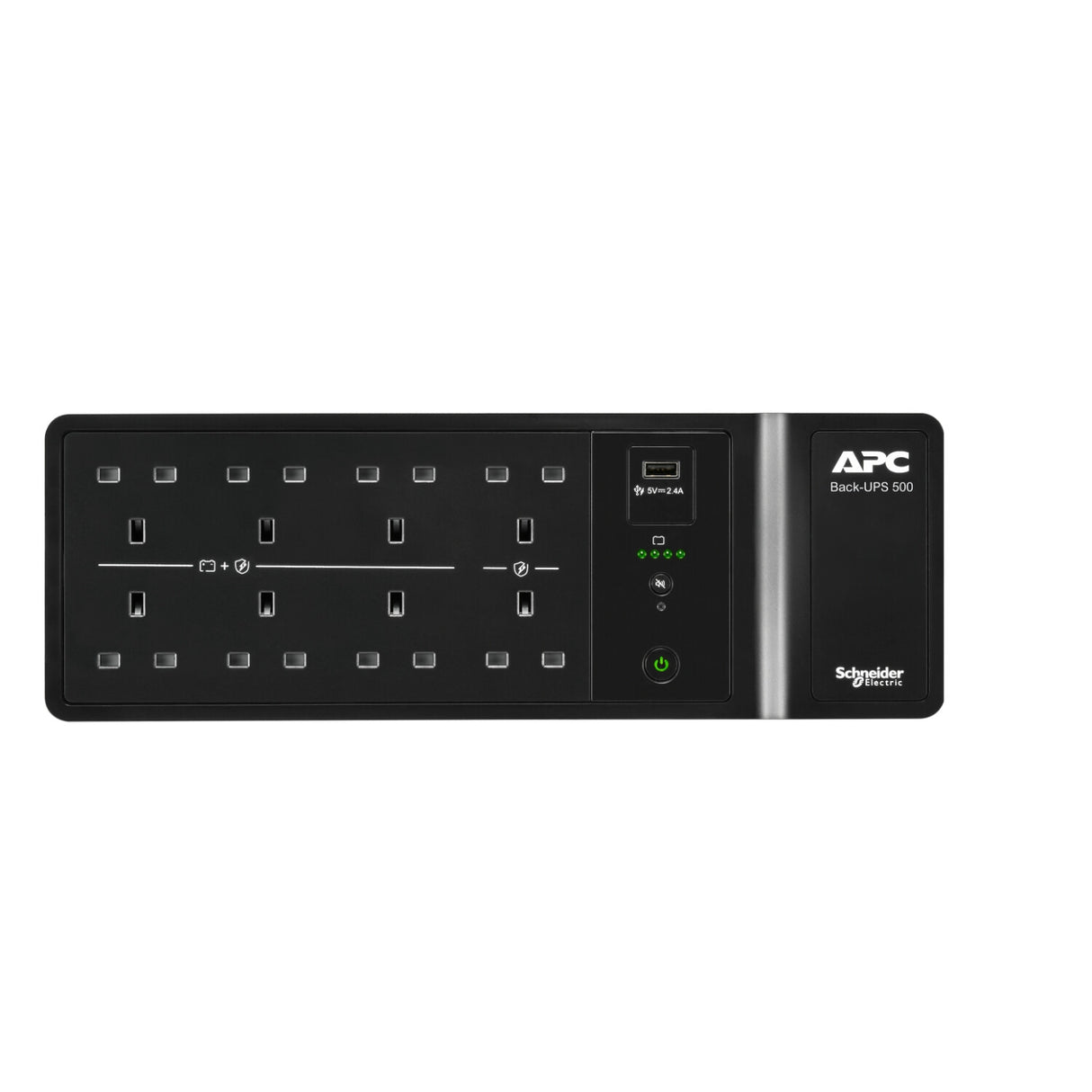 APC Back-UPS, 500VA/300W Floor/Wall Mount, 230V, 8x British BS1363A outlets, USB Type A Port, User Replaceable Battery