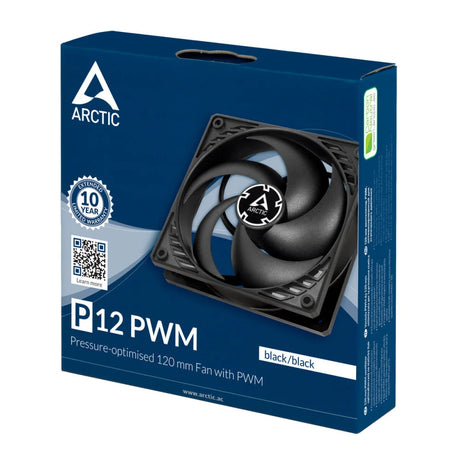 ARCTIC P12 PWM (Black/Black) Pressure-optimised 120 mm Fan