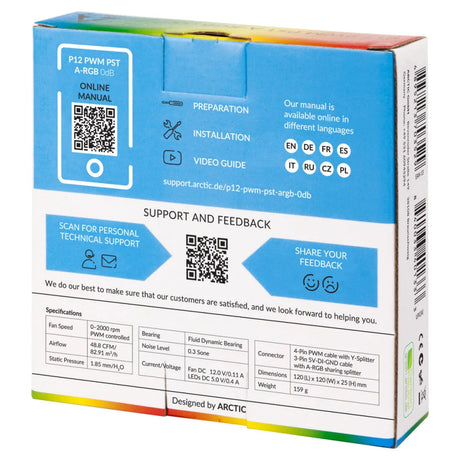 ARCTIC P12 PWM PST A-RGB 0dB - Semi-Passive 120 mm Fan