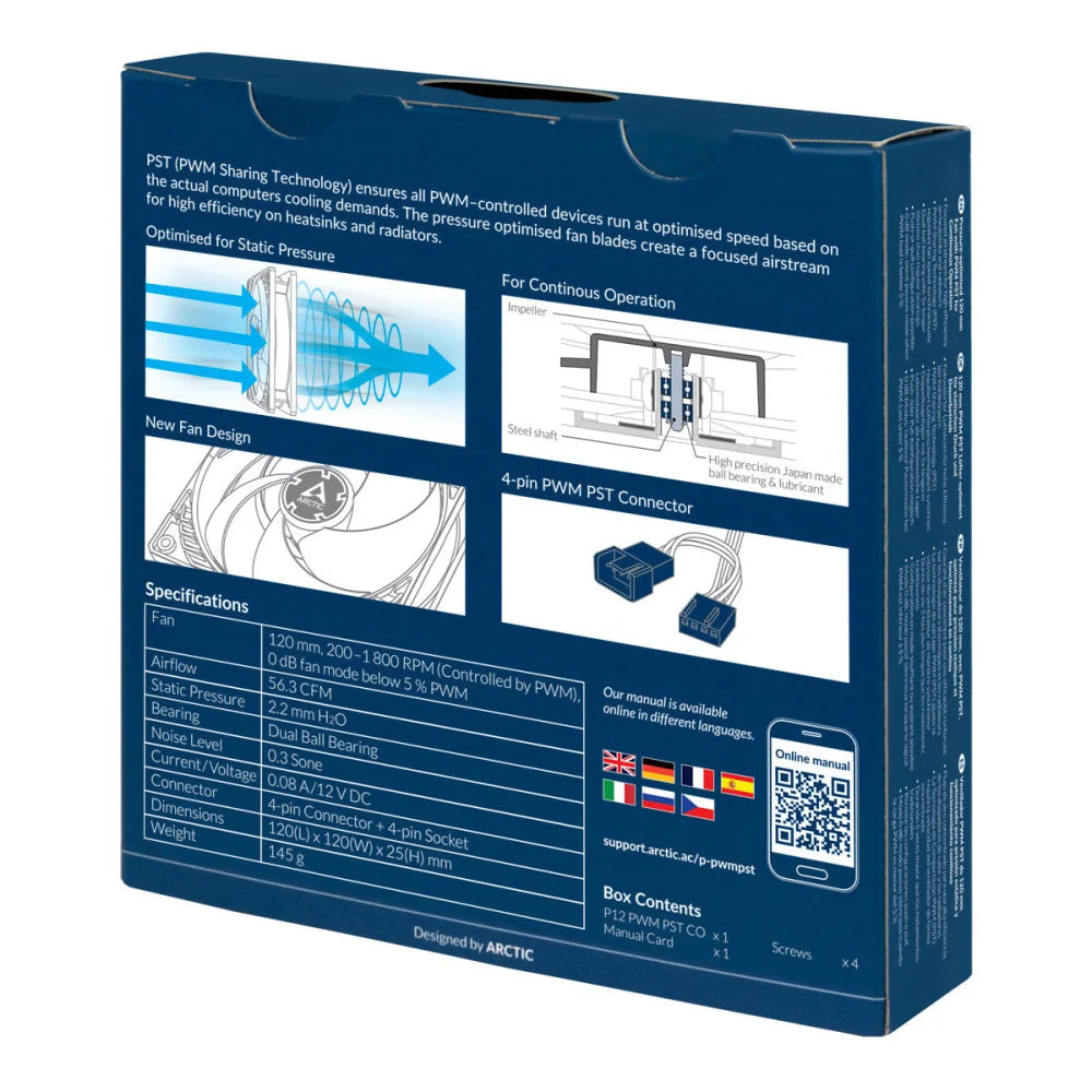 ARCTIC P12 PWM PST CO Pressure-optimised 120 mm Fan