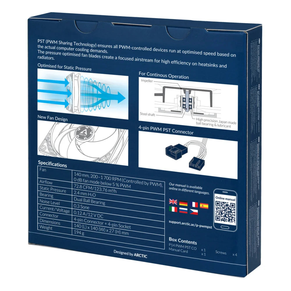 ARCTIC P14 PWM PST CO Pressure-optimised 140 mm Fan