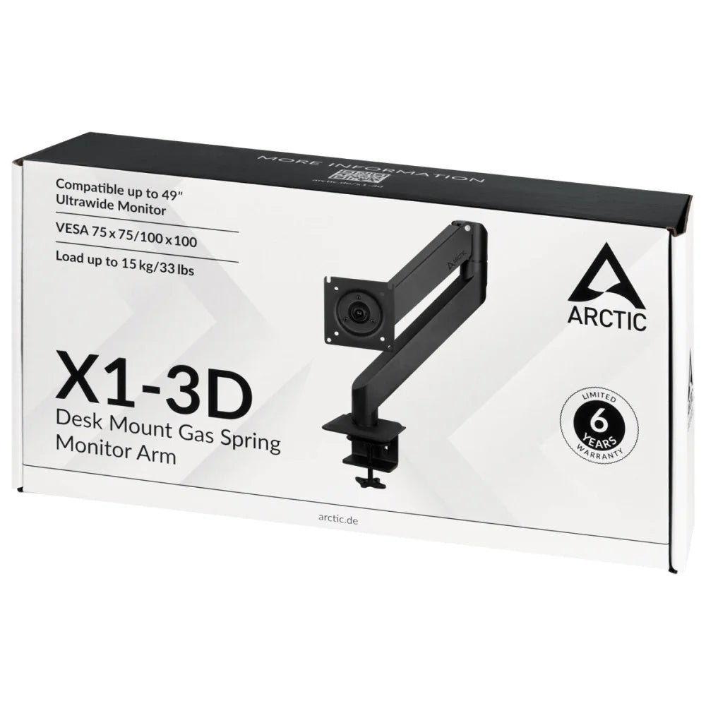 ARCTIC X1-3D - Desk Mount Gas Spring Monitor Arm - Monitor