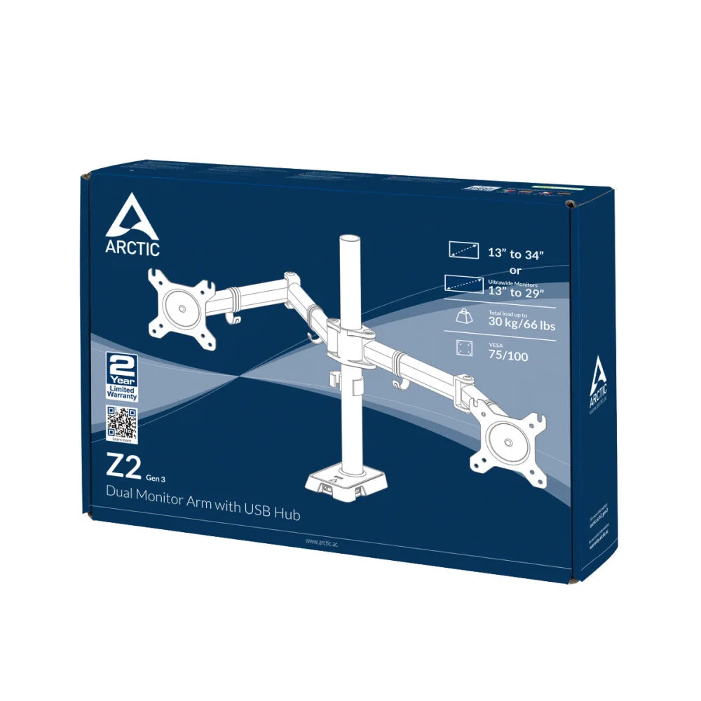 ARCTIC Z2 (Gen 3) - Dual Monitor Arm with USB Hub - Monitor