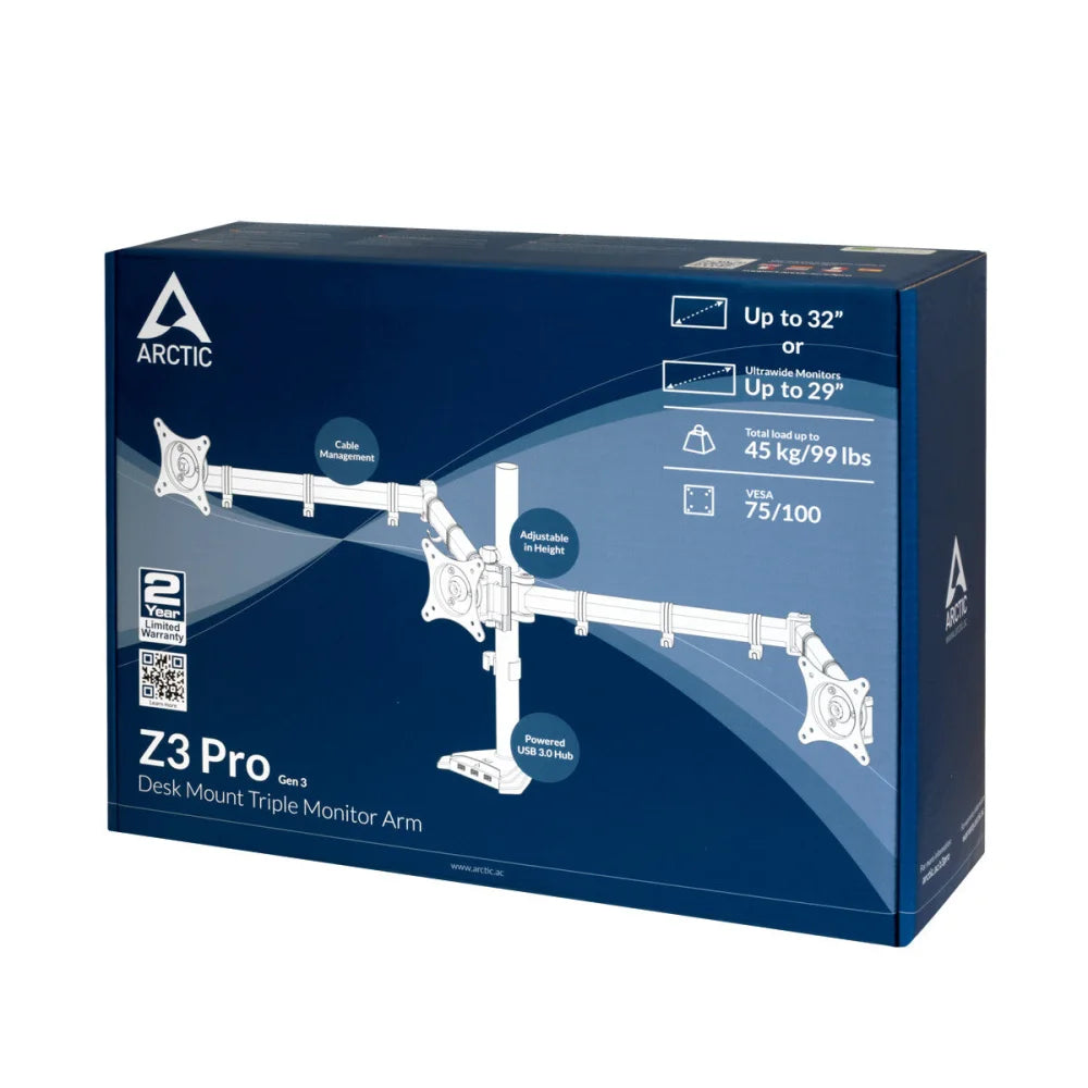 ARCTIC Z3 Pro (Gen 3) - Desk Mount Triple Monitor Arm