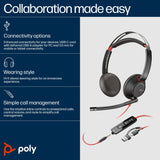 POLY Blackwire 5220 Stereo USB-C Headset +3.5mm Plug +USB-C/A Adapter