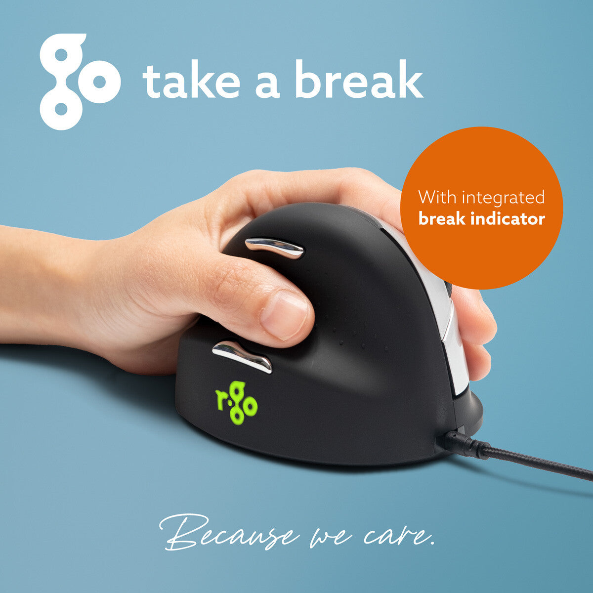 R-Go Tools Ergonomic mouse R-Go HE Break with break software, medium (hand size 165-185 mm), left-handed, Wired, black
