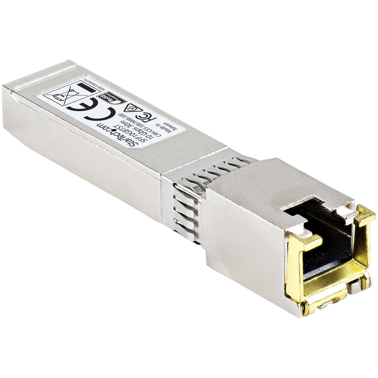 StarTech.com MSA Compliant SFP+ Transceiver Module - 10GBASE-T~MSA Uncoded SFP+ Module - 10GBASE-T - SFP to RJ45 Cat6/Cat5e - 10GE Gigabit Ethernet SFP+ - RJ-45 30m