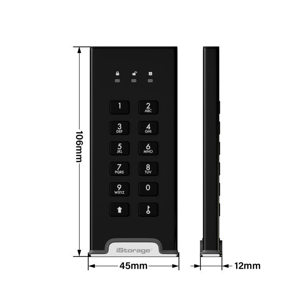 iStorage diskAshur M2 PIN 1 TB USB Type-A / USB Type-C 3.2 Gen 1 (3.1 Gen 1) Black