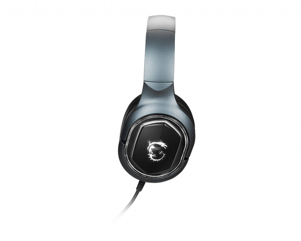 MSI IMMERSE GH50 7.1 Virtual Surround Sound RGB Gaming Headset 'Black with Ambient Dragon Logo, RGB Mystic Light, USB, inline audio controller, 40mm Drivers, detachable Mic'