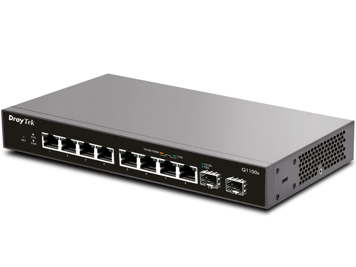 DrayTek VigorSwitch Q1100x Switch with 8 x 2.5GbE ports & 2 x 10Gbps SFP+ slots