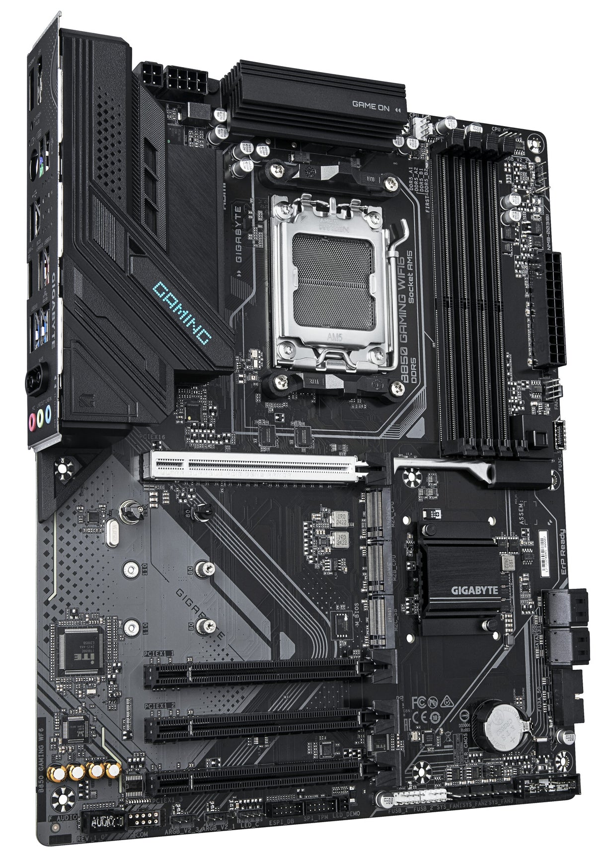 GIGABYTE B850 GAMING WIFI6 Motherboard - AMD Ryzen 9000 Series CPUs, 6+2+2 Phasen Digital VRM, up to 8200MHz DDR5 (OC), 1xPCIe 5.0 + 2xPCIe 4.0 M.2, GbE LAN, WIFI 6, USB 3.2 Gen 2