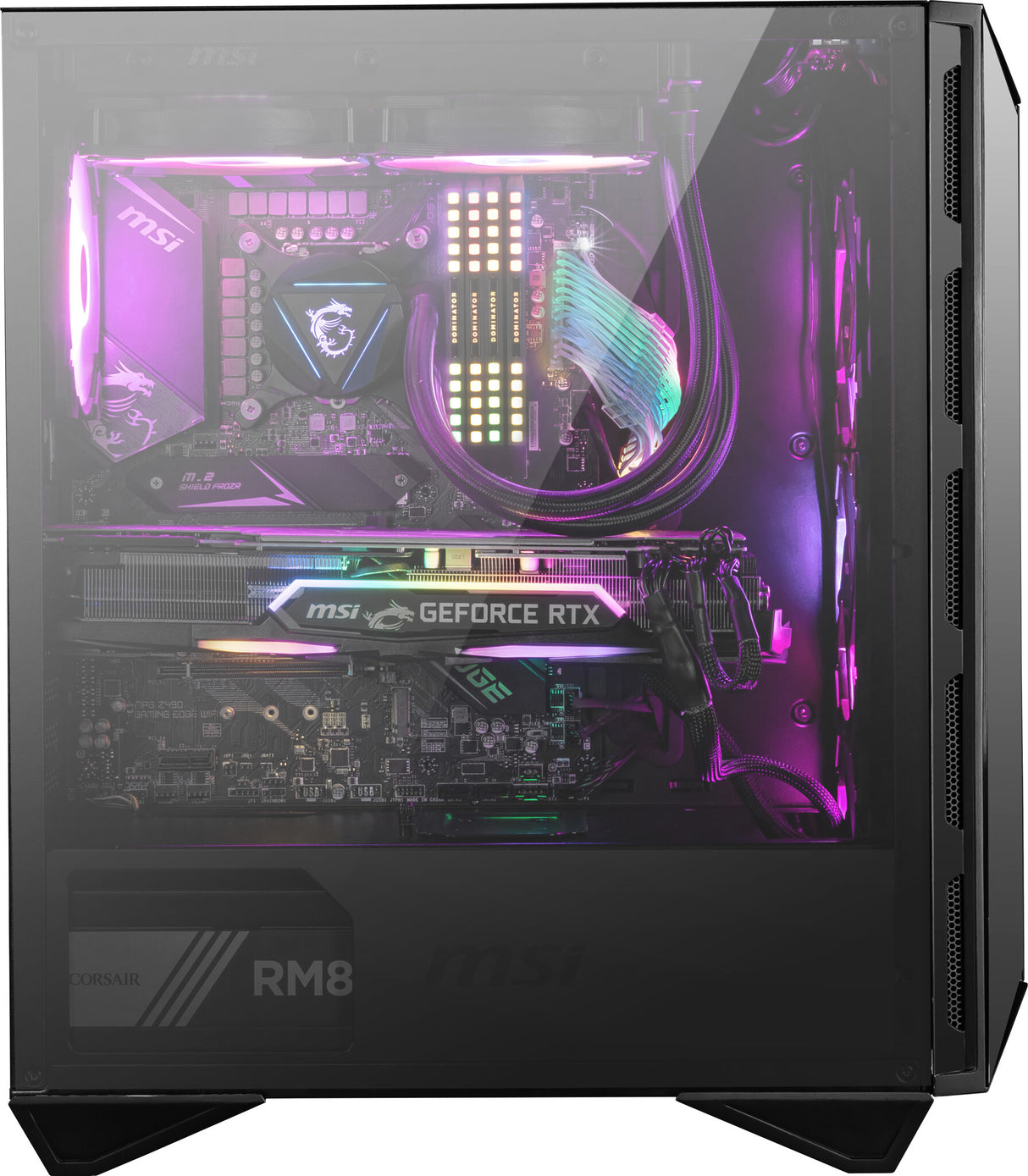 MSI MPG GUNGNIR 110R Mid Tower Gaming Computer Case Black, USB 3.2 Gen2 Type C, 4x 120mm ARGB Fan, Mystic Light Sync, 1 to 6 ARGB Control board, 2x Tempered Glass Panels, ATX, mATX, mini-ITX