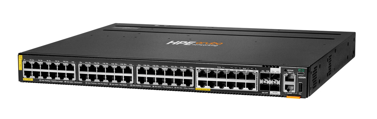 HPE Aruba Networking CX 6200M 36G 12SR5 Class6 PoE 4SFP+ Switch