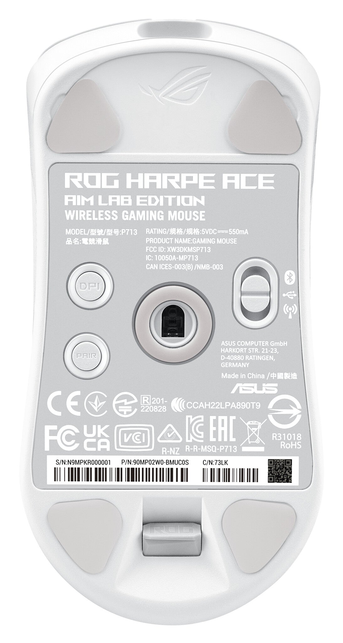 ASUS ROG Harpe Ace Aim Lab Edition mouse Gaming Ambidextrous RF Wireless + Bluetooth + USB Type-C Opto-mechanical 36000 DPI