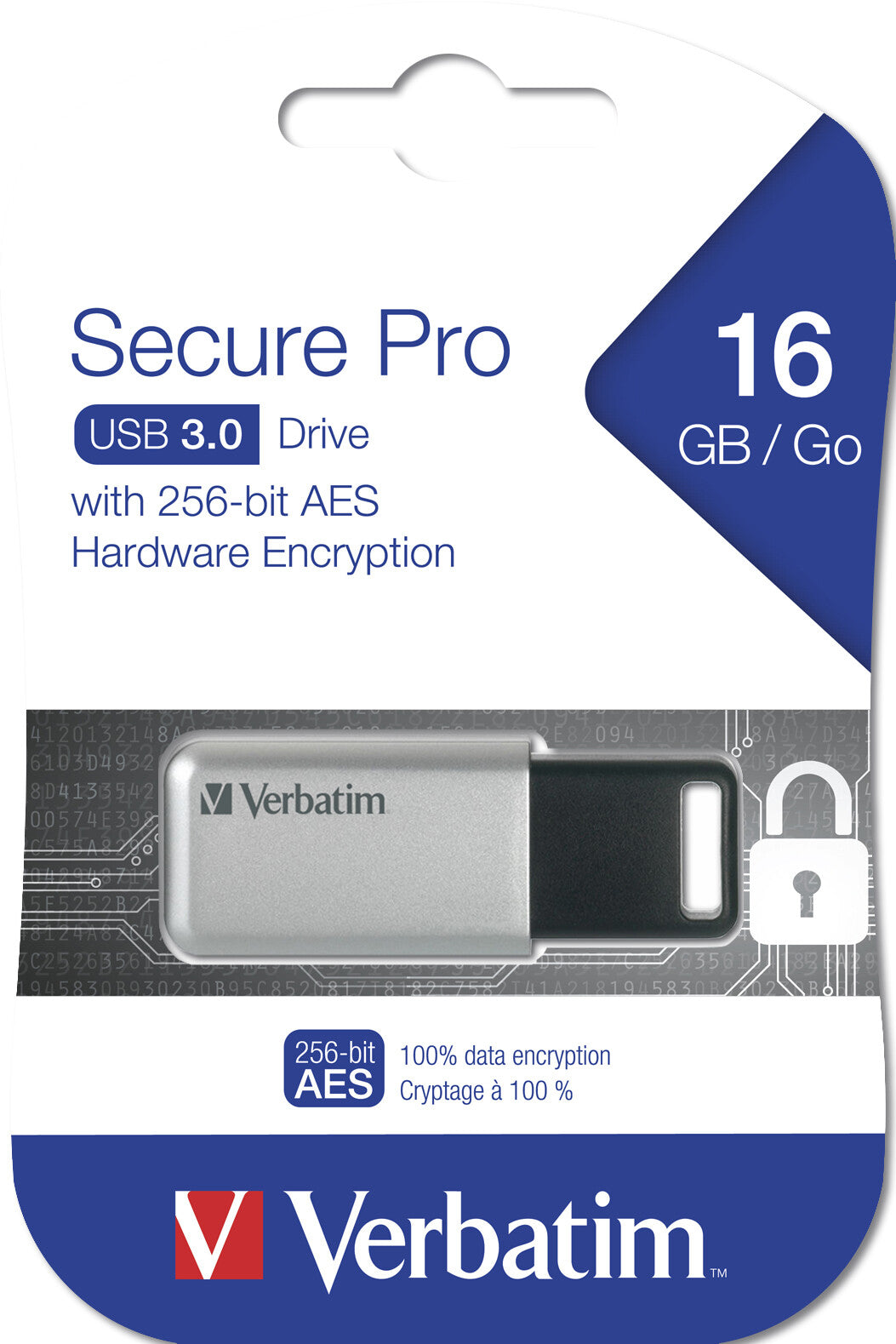Verbatim Secure Pro - USB 3.0 Drive 16 GB - Silver