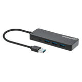 Manhattan USB-A Dock/Hub, Ports (x7): USB-A (x7), 5 Gbps (USB 3.2 Gen1 aka USB 3.0), External Power Supply Not Needed, Cable 15cm, SuperSpeed USB, Black, Three Year Warranty