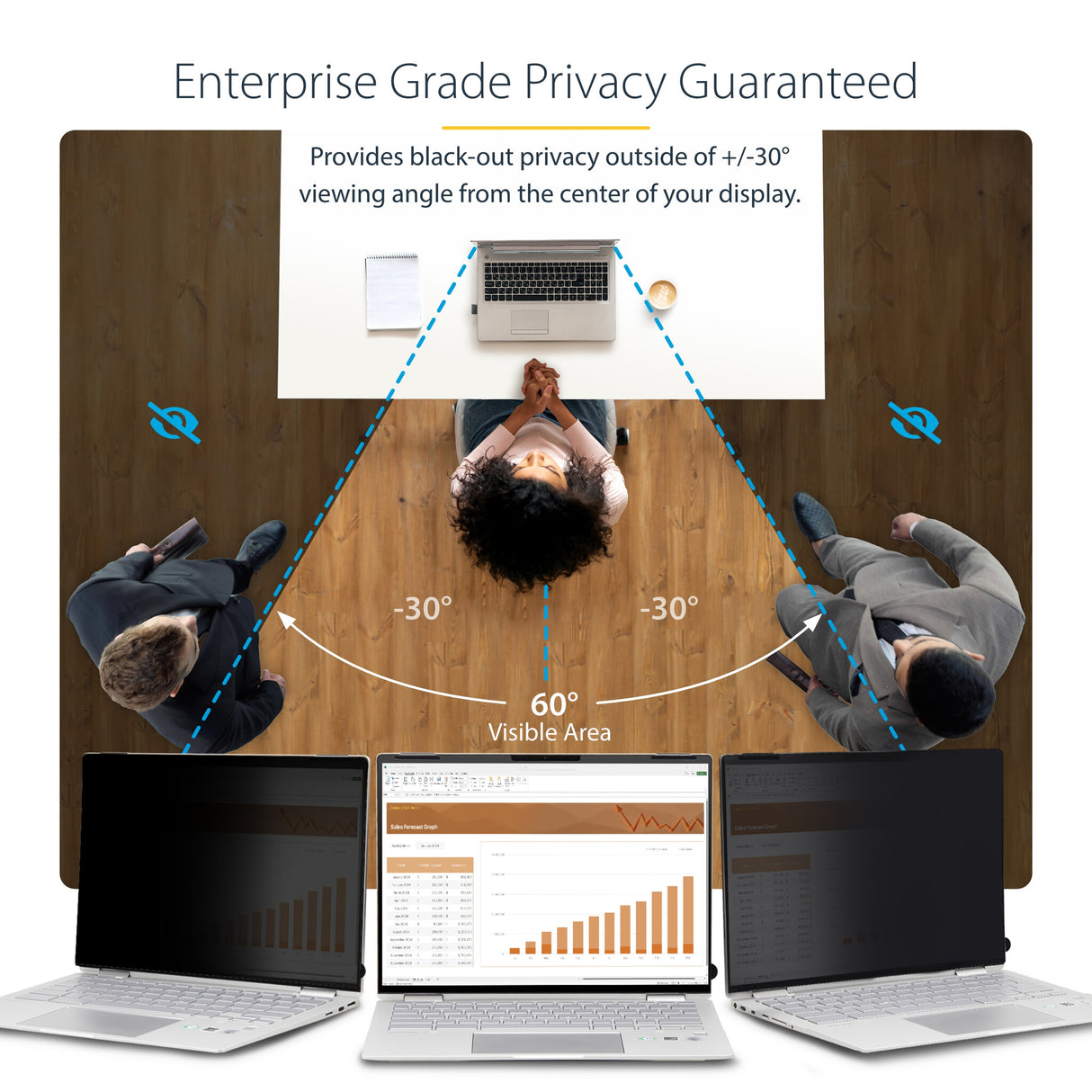 StarTech.com 14-inch 16:9 Flip-Over Privacy Screen with Touch, Anti-Glare Privacy Filter, Laptop Monitor Screen Protector with 51% Blue Light Reduction