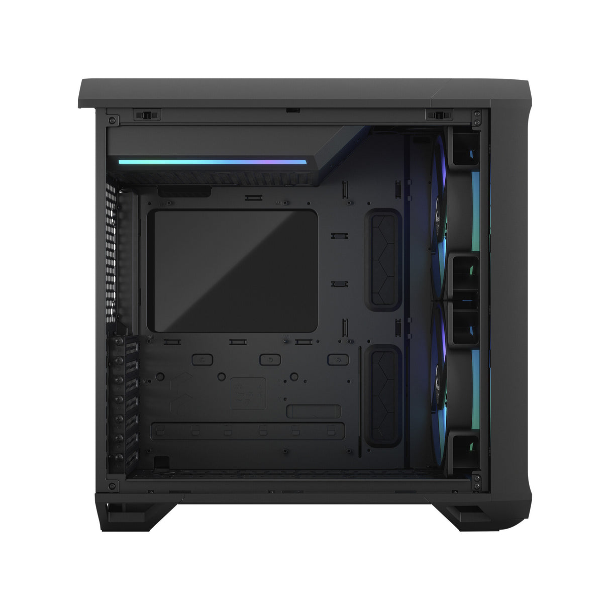 Fractal Design Torrent Compact (Light TG RGB) Caja para juegos con ventanas de vidrio tintado claro, E-ATX, 2 ventiladores RGB, concentrador de ventilador, tira RGB en cubierta de fuente de alimentación, rejilla frontal, USB-C