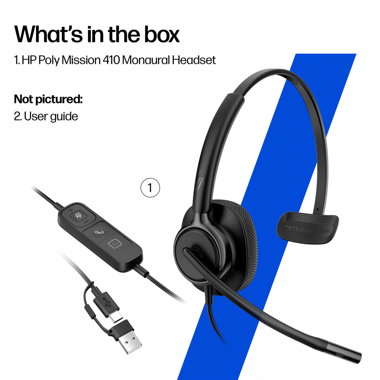 HP Poly Mission 425 Stereo USB Wired Headset (Bulk)